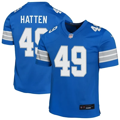Hogan Hatten Youth Nike Blue Detroit Lions Custom Game Jersey