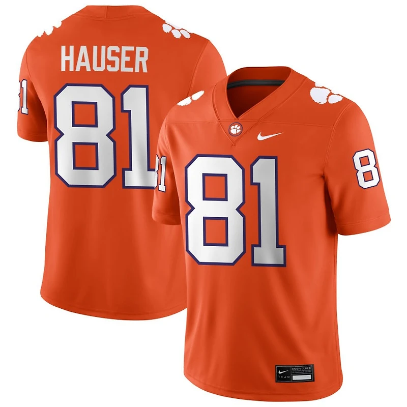 Nolan Hauser Men's Nike Orange Clemson Tigers NIL Pick-A-Player Game Jersey
