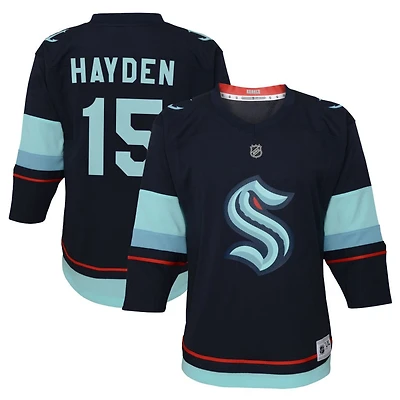 John Hayden Youth Navy Seattle Kraken Home Replica Custom Jersey