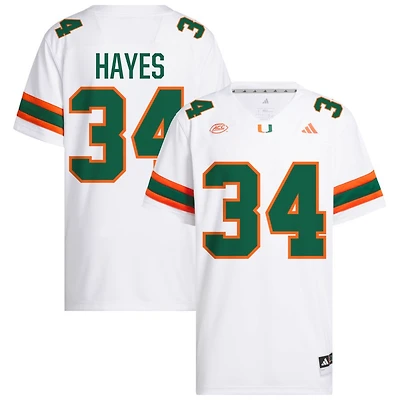 Adarius Hayes Men's adidas  White Miami Hurricanes NIL Pick-A-Player White Premier Football Jersey