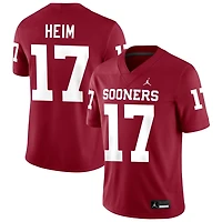 Taylor Heim Men's Jordan Brand Crimson Oklahoma Sooners NIL Pick-A-Player Football Replica Jersey