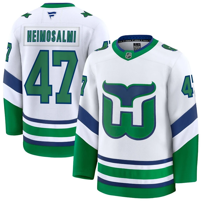 Aleksi Heimosalmi Men's Fanatics White Carolina Hurricanes Throwback Premium Custom Jersey