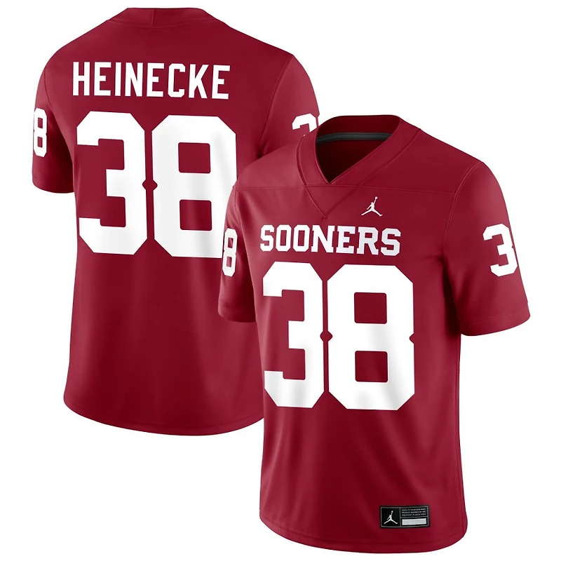 Owen Heinecke Men's Jordan Brand Crimson Oklahoma Sooners NIL Pick-A-Player Football Replica Jersey