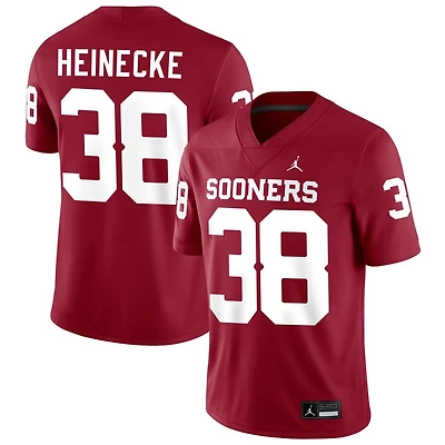 Owen Heinecke Men's Jordan Brand Crimson Oklahoma Sooners NIL Pick-A-Player Football Replica Jersey