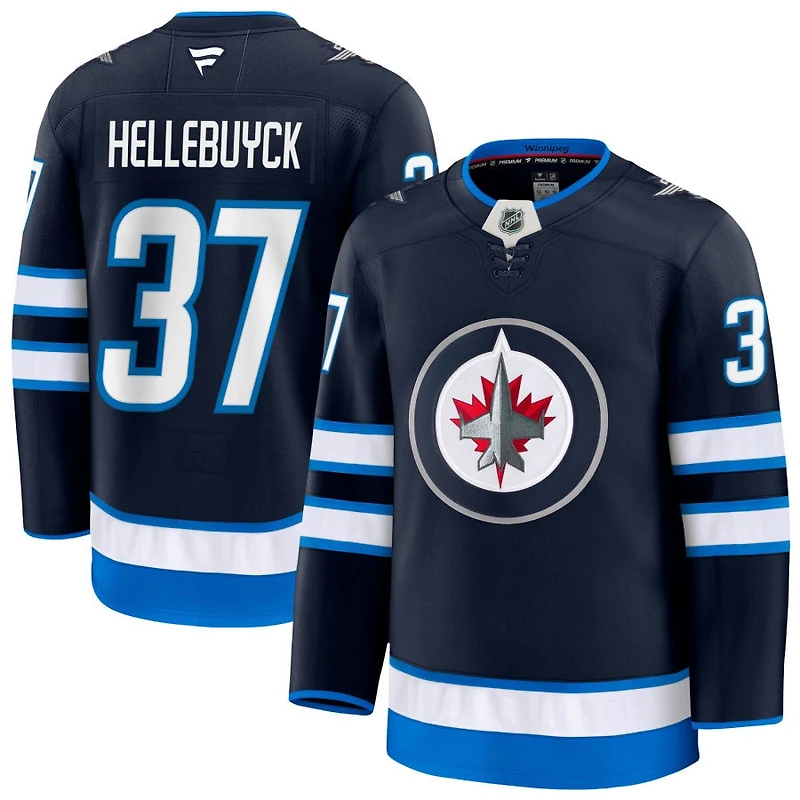 Connor Hellebuyck Men's Fanatics Navy Winnipeg Jets Home Premium Custom Jersey