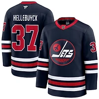 Connor Hellebuyck Men's Fanatics Navy Winnipeg Jets Alternate Premium Custom Jersey