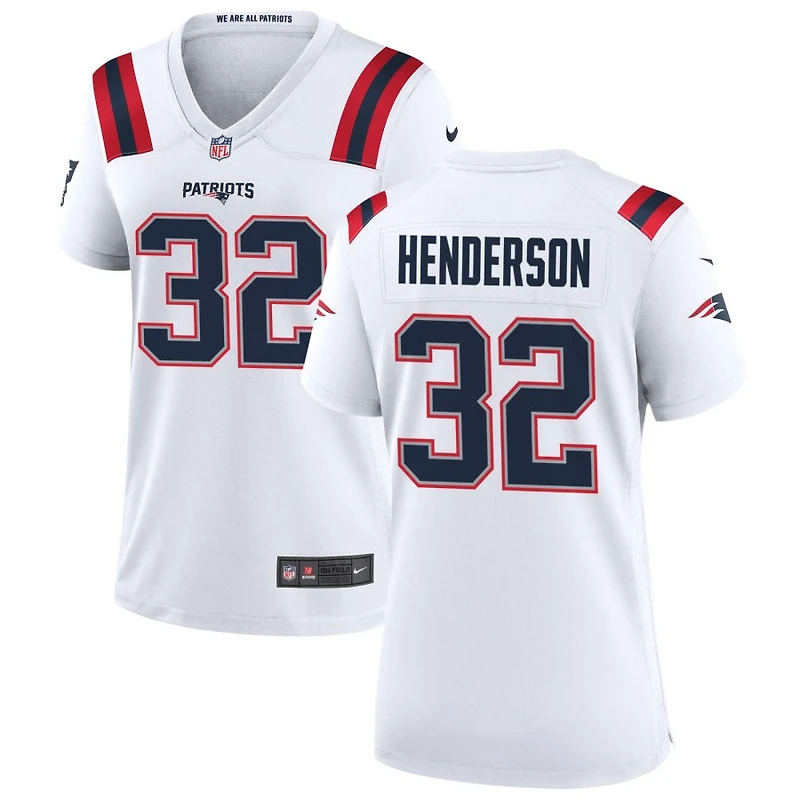 TreVeyon Henderson Women's Nike New England Patriots White Custom Game Jersey