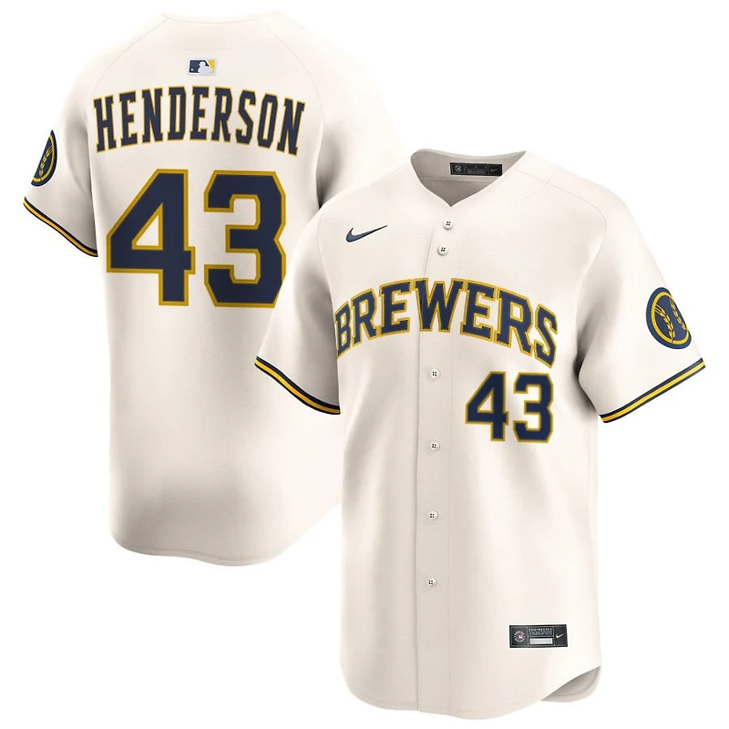 Logan Henderson Men's Nike Cream Milwaukee Brewers Home Limited Custom Jersey