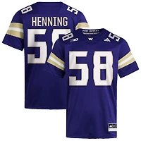 Zachary Henning Men's adidas  Purple Washington Huskies NIL Pick-A-Player Home Premier Football Jersey