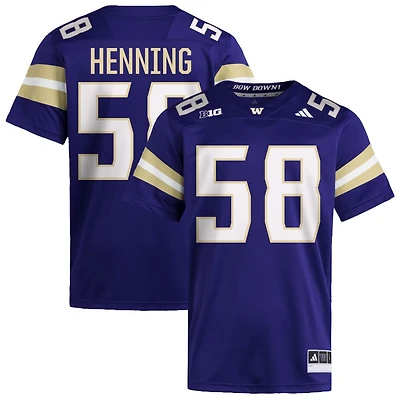 Zachary Henning Men's adidas Purple Washington Huskies NIL Pick-A-Player Home Premier Football Jersey