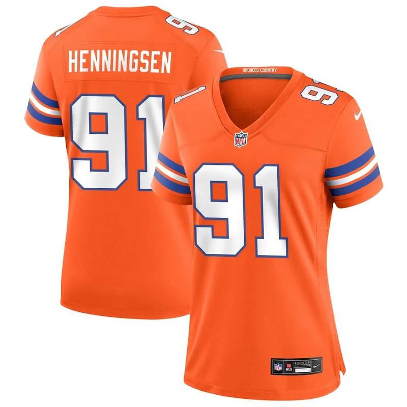 Matt Henningsen Women's Nike Orange Denver Broncos Mile High Collection 1977 Throwback Custom Game Jersey