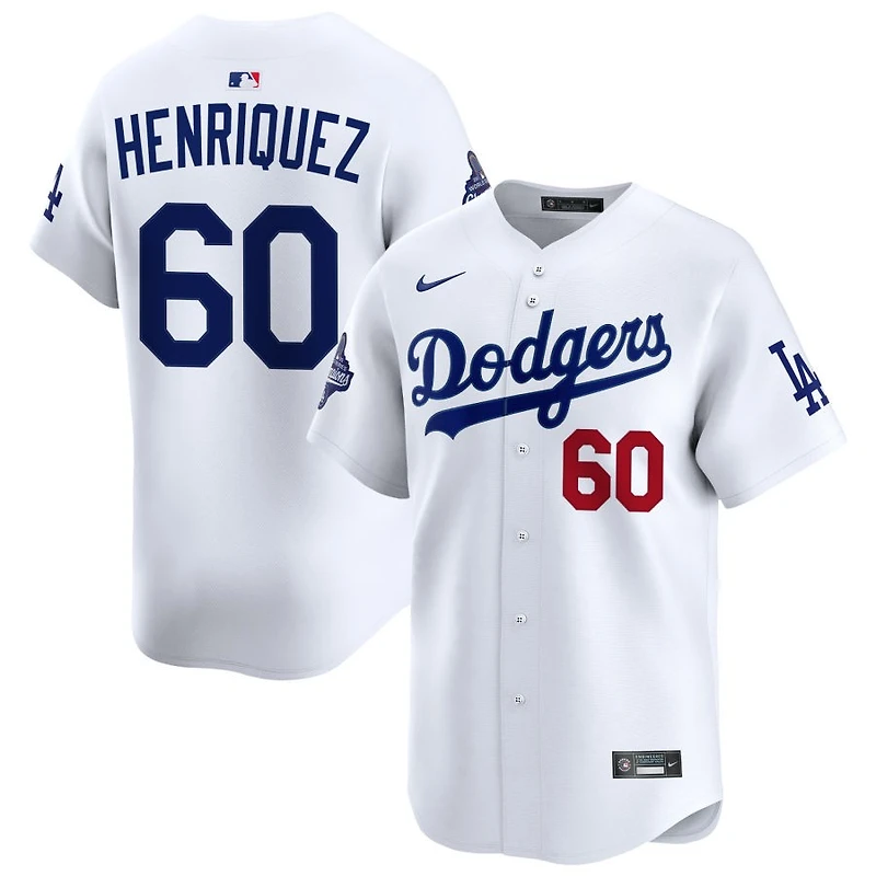 Edgardo Henriquez Men's Nike  White Los Angeles Dodgers 2025 World Series Champions Home Custom Limited Jersey