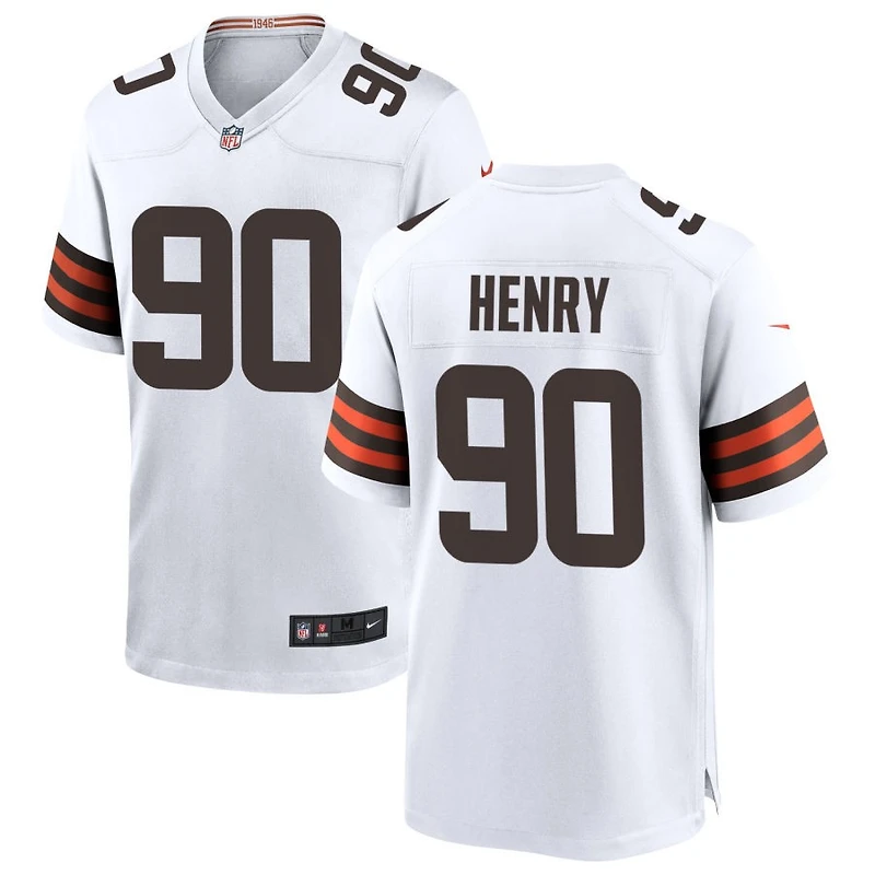KJ Henry Men's Nike White Cleveland Browns Custom Game Jersey