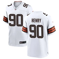 KJ Henry Men's Nike White Cleveland Browns Custom Game Jersey