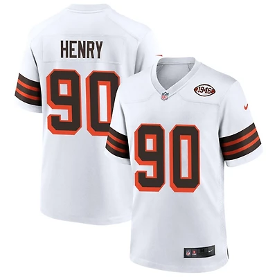 K.J. Henry Men's Nike White Cleveland Browns 1946 Collection Alternate Custom Jersey