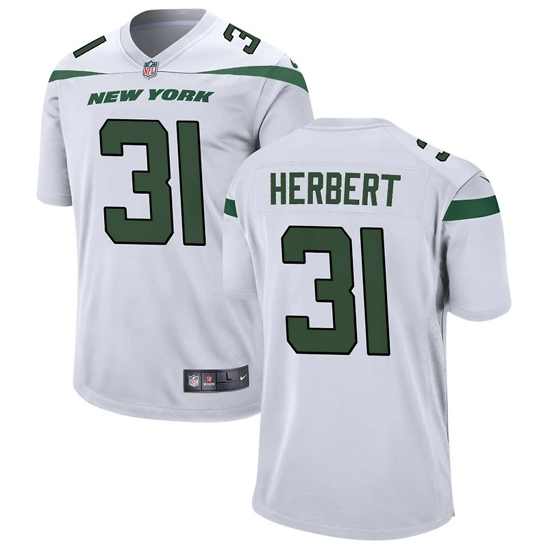 Khalil Herbert Men's Nike White New York Jets Custom Game Jersey
