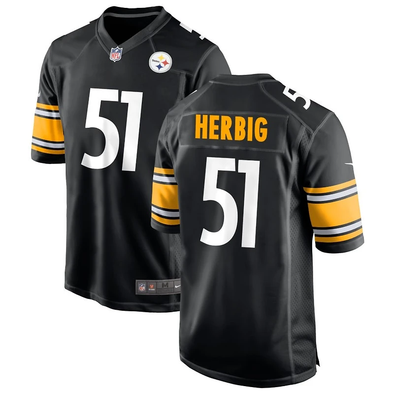 Nick Herbig Men's Nike Black Pittsburgh Steelers Custom Game Jersey
