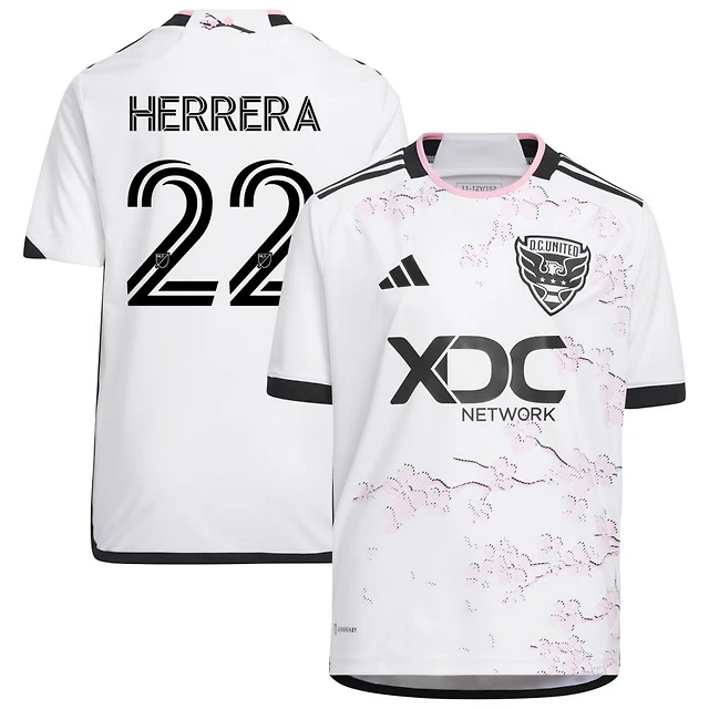 Aaron Herrera Youth adidas White D.C. United 2023 The Cherry Blossom Kit Replica Custom Jersey