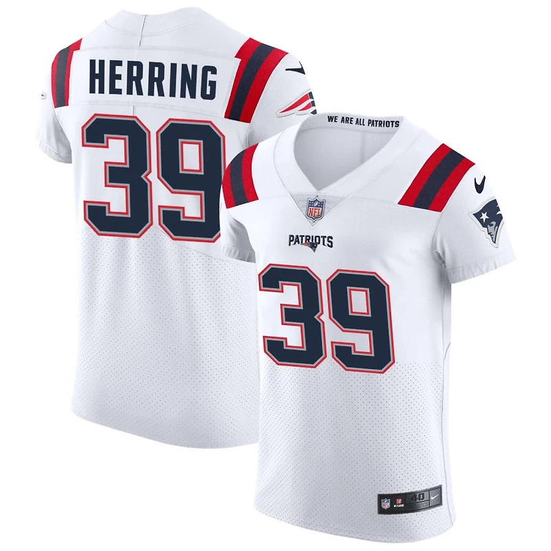Tyron Herring Men's Nike White New England Patriots Vapor Elite Custom Jersey