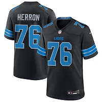 Justin Herron Men's Nike  Black Detroit Lions Alternate Custom Game Jersey