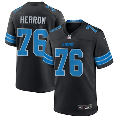 Justin Herron Men's Nike  Black Detroit Lions Alternate Custom Game Jersey