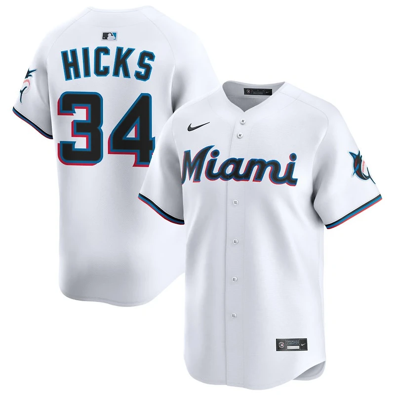 Liam Hicks Youth Nike  White Miami Marlins Home Custom Limited Jersey