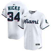 Liam Hicks Youth Nike  White Miami Marlins Home Custom Limited Jersey