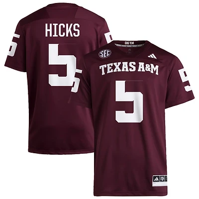 DJ Hicks Men's adidas  Maroon Texas A&M Aggies NIL Pick-A-Player Home Premier Football Jersey
