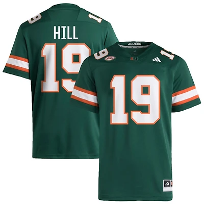 Dyoni Hill Men's adidas  Green Miami Hurricanes NIL Pick-A-Player Alternate Premier Football Jersey