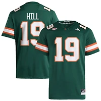 Dyoni Hill Men's adidas  Green Miami Hurricanes NIL Pick-A-Player Alternate Premier Football Jersey