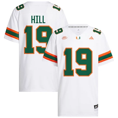 Dyoni Hill Men's adidas  White Miami Hurricanes NIL Pick-A-Player White Premier Football Jersey