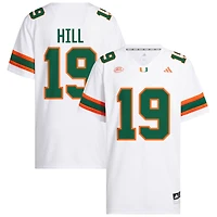Dyoni Hill Men's adidas  White Miami Hurricanes NIL Pick-A-Player White Premier Football Jersey