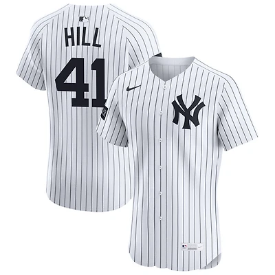 Tim Hill Men's Nike White New York Yankees Home Elite Sponsor Patch Custom Jersey