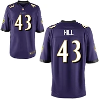 Justice Hill Youth Nike Purple Baltimore Ravens Custom Game Jersey