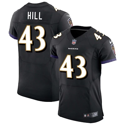 Justice Hill Men's Nike Black Baltimore Ravens Speed Machine Elite Custom Jersey