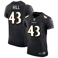 Justice Hill Men's Nike Black Baltimore Ravens Speed Machine Elite Custom Jersey