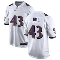 Justice Hill Men's Nike White Baltimore Ravens Custom Game Jersey