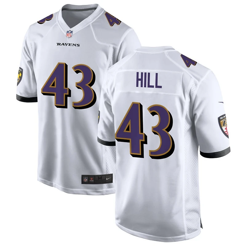 Justice Hill Men's Nike White Baltimore Ravens Custom Game Jersey