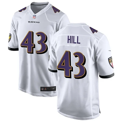 Justice Hill Men's Nike White Baltimore Ravens Custom Game Jersey