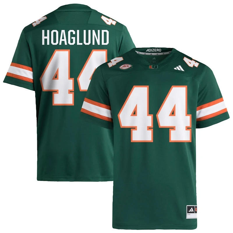 Luke Hoaglund Men's adidas  Green Miami Hurricanes NIL Pick-A-Player Alternate Premier Football Jersey