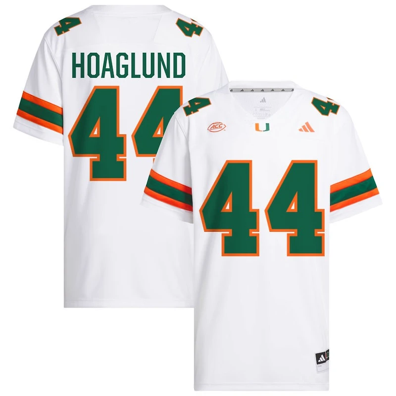 Luke Hoaglund Men's adidas  White Miami Hurricanes NIL Pick-A-Player White Premier Football Jersey