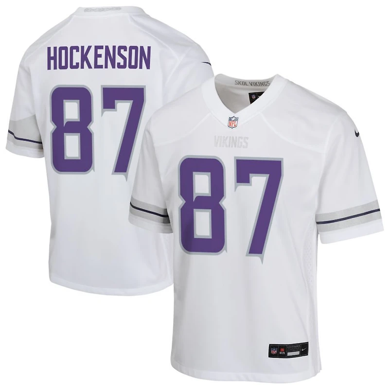 T.J. Hockenson Youth Nike White Minnesota Vikings Alternate Custom Game Jersey