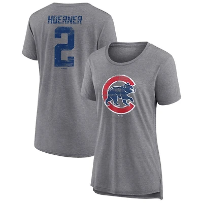 Women's Gray Chicago Cubs Heritage Personalized Any Name & Number Tri-Blend T-Shirt