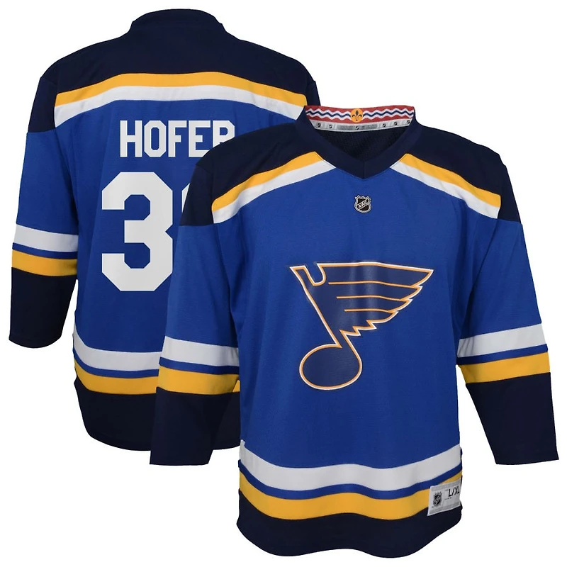 Joel Hofer Youth Blue St. Louis Blues Home Replica Custom Jersey