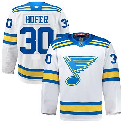 Joel Hofer Men's Fanatics White St. Louis Blues Away Authentic Pro Custom Jersey