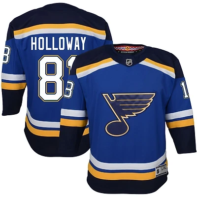 Dylan Holloway Youth Blue St. Louis Blues Home Premier Custom Jersey