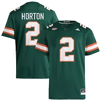 Isaiah Horton Men's adidas  Green Miami Hurricanes NIL Pick-A-Player Alternate Premier Football Jersey