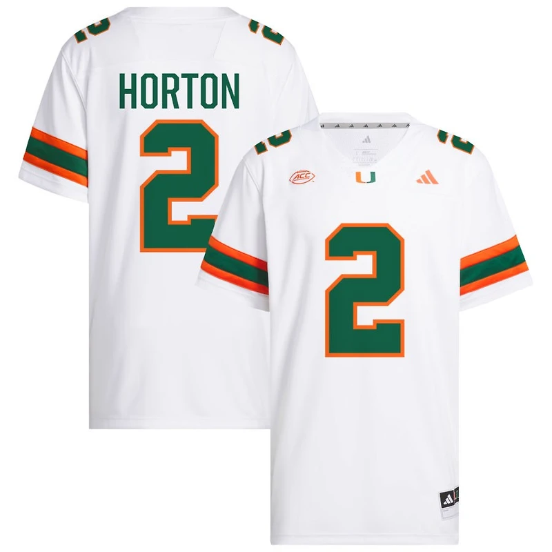 Isaiah Horton Men's adidas White Miami Hurricanes NIL Pick-A-Player White Premier Football Jersey