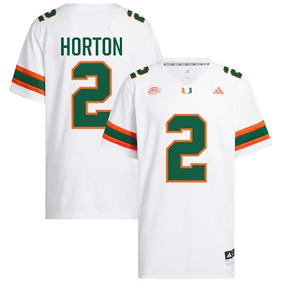 Isaiah Horton Men's adidas  White Miami Hurricanes NIL Pick-A-Player White Premier Football Jersey