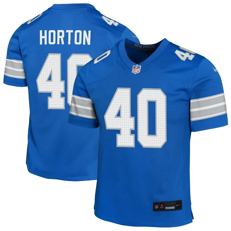 Zach Horton Youth Nike Blue Detroit Lions Custom Game Jersey